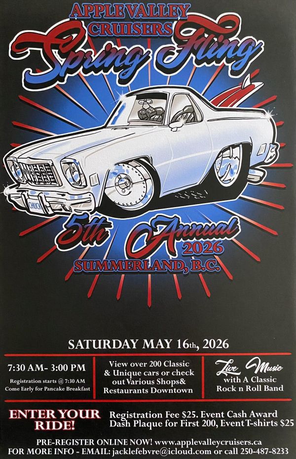 Poster for 3rd Annual Spring Fling, Memorial Park in Summerland, May 18th 2024.