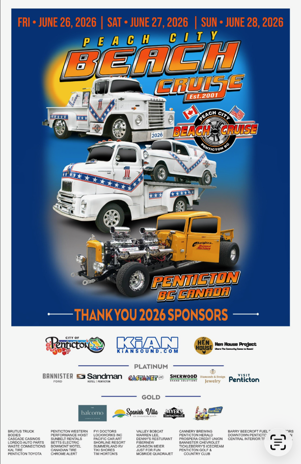 Poster for 25th Peachland Classic Car Show, May 19th 2024